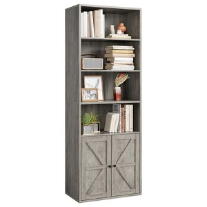 71.4" Tall Bookcases and Bookshelves, Farmhouse Bookshelf, Industrial Large Bookcase with Doors and Open Shelves, 6 Tier Freestanding - 1 of 4