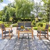 Costway 4 PCS Patio Rattan Furniture Set Acacia Wood Frame Sofa Loveseat Garden - 2 of 4