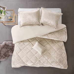 Intelligent Design Alyssa Velvet Microfiber Soft Duvet Cover Set with Throw Pillow - 1 of 4