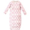 Touched by Nature Baby Girl Organic Cotton Zipper Long-Sleeve Gowns 3pk, Bird Side Zipper - 2 of 4