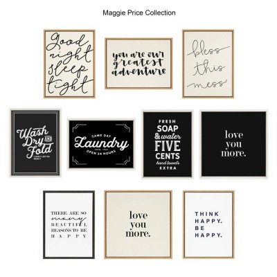 Love You More Black and White Canvas Print with Natural Frame