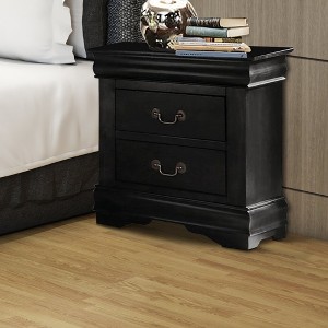 Royal Hampton Nightstand with Two Drawers, Black - 1 of 4