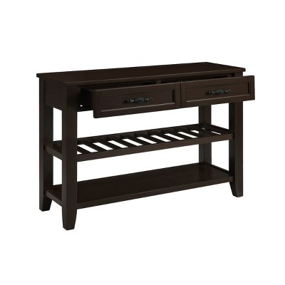 GlasFlength Console Tables Retro Design Console with Two Open Shelves Table Entryway Table Display Shelf for Room, Brown, 42.01"*13.78"*29.92"
