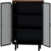 28.35in 3-Tier Sideboard Buffet Server swith 2 Glass Doors, Modern Freestanding Storage Cabinet for Home Entryway Living Room Dining Room, Black - 3 of 4