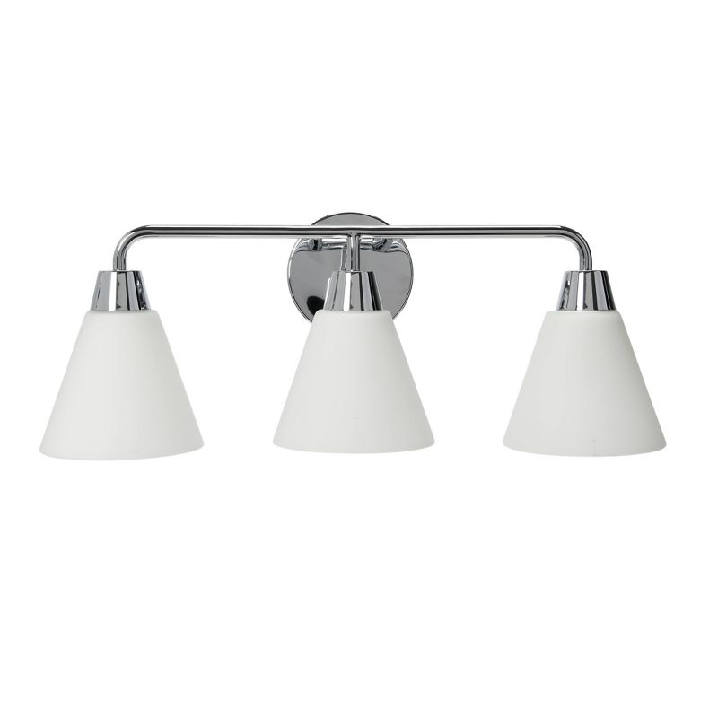 Robert Stevenson Lighting Robert Stevenson Lighting Brody Metal and Frosted Glass 3-Light Vanity Light Chrome, 1 of 7
