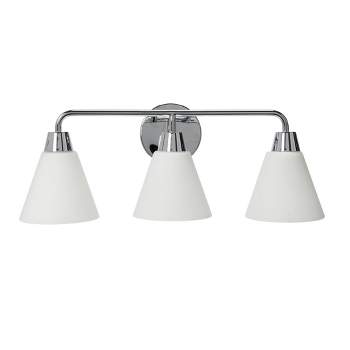 Robert Stevenson Lighting Robert Stevenson Lighting Brody Metal and Frosted Glass 3-Light Vanity Light Chrome