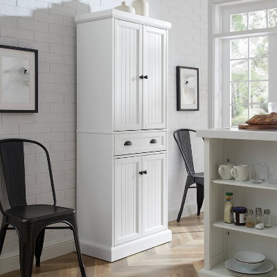 White Beadboard Pantry with Adjustable Shelves