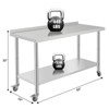60X24x35 Inch Stainless Steel Work Table with Double Shelf, Heavy Duty Prep Station for Kitchen Restaurant or Garage Storage - 3 of 4