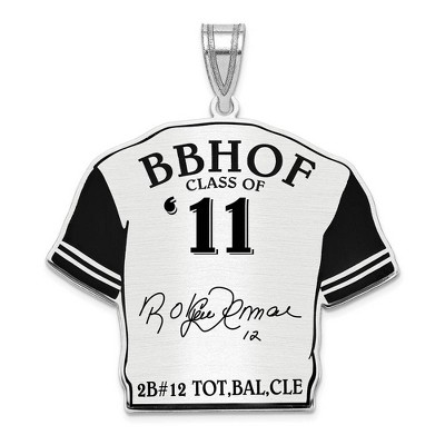 Black Bow Jewelry Sterling Silver Roberto Alomar Signature Enamel Jersey Pendant