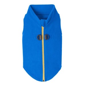 Gooby Zip Up Fleece Vest, Fleece Jacket Sweater with Zipper Closure and Leash Ring, Blue, Medium - 1 of 2