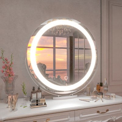 ONWITH 19" Vanity Makeup Mirror with 3 Colors Lights Dimmable LED Mirror