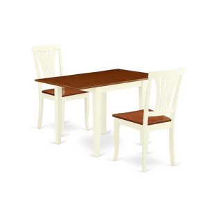 Wooden Dining Table Set 3 Piece - Kitchen Table with 2 Chairs - Hardwood Seat - Butter Milk Finish - 1 of 4