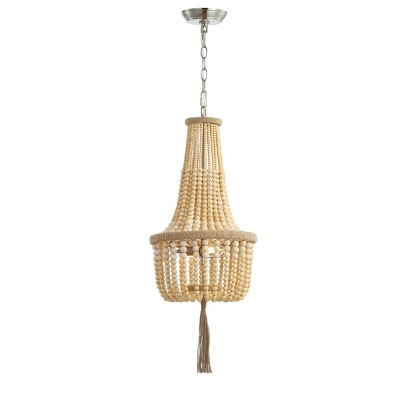 Bohemian Light Wood Beaded Empire Chandelier