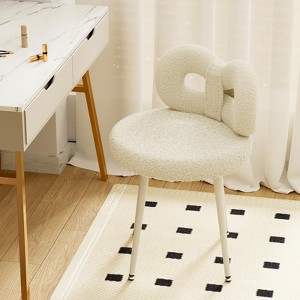 Artificial Wool Vanity Chair with Cute Bow Backrest for Bedroom - 1 of 4