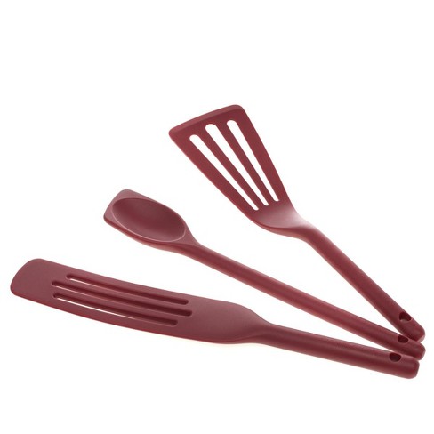 Cheer Collection 6 Piece Silicone Spatula Set for Nonstick Cookware - Red