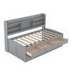 Twin/Full Size Wooden Captain Bed with Built-in Bookshelves,Three Storage Drawers and Trundle - ModernLuxe - 4 of 4