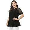 Agnes Orinda Women's Plus Size Round Neck Peplum Short Sleeve Mesh Sheer Summer Casual Blouses - 4 of 4