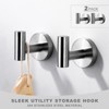 WOWOW Stainless Steel J-Hook Robe/Towel Hook in Brushed Nickel (2 Pack) - 2 of 4