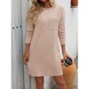 Coolmee Women Spring Fall Fashion T Shirt Mini Dresses Long Sleeve Crewneck Striped Casual Short Dress with Pockets - 3 of 4