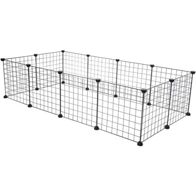 1 set of wire, 12 pieces of iron mesh pet fence, small animal cage, indoor portable metal wire enclosure, small animal fence, black