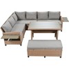 SKRAN 5-Piece Outdoor Patio Rattan Sofa Set with 2 Extendable Side Tables, Dining Table and Washable Covers for Backyard, Poolside, Indoor, Brown - 2 of 4