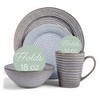 Elanze Designs Chic Ribbed Modern Thrown Pottery Look Ceramic Stoneware Plate Mug & Bowl Kitchen Dinnerware 16 Piece Set - Service for 4, Slate Grey - 2 of 4