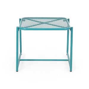 Modern Mesh Outdoor End Table, Rectangle Powder-Coated Metal Patio End Table for Outside Use, Patio Side Table -Christopher Knight Home - 1 of 4