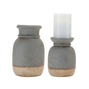 Melrose Grey Dual-Tone Candle Holder (Set of 2) - 1 of 3