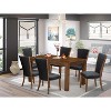 HomeStock 7-Piece Natural Oak Finish Solid Wood Top Dining Table with 6 Parson-Chairs - 2 of 4