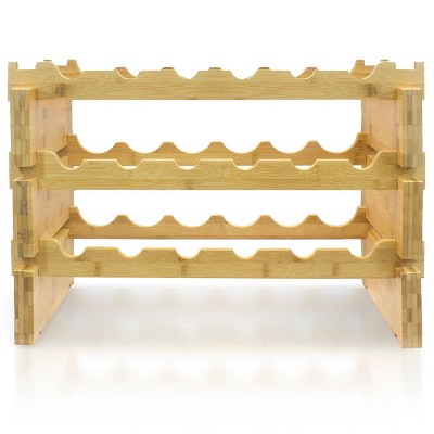 Photo 1 of 3-Tier Stackable Bamboo Wine Rack - Sorbus