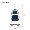 FURNIinspire Patio Swings Outdoor Indoor Outdoor Wicker Hanging Chair Swing Chair Egg Chair, Patio Swing With Dark Blue Cushion, Gray, 36“*36"*77" - 3 of 4