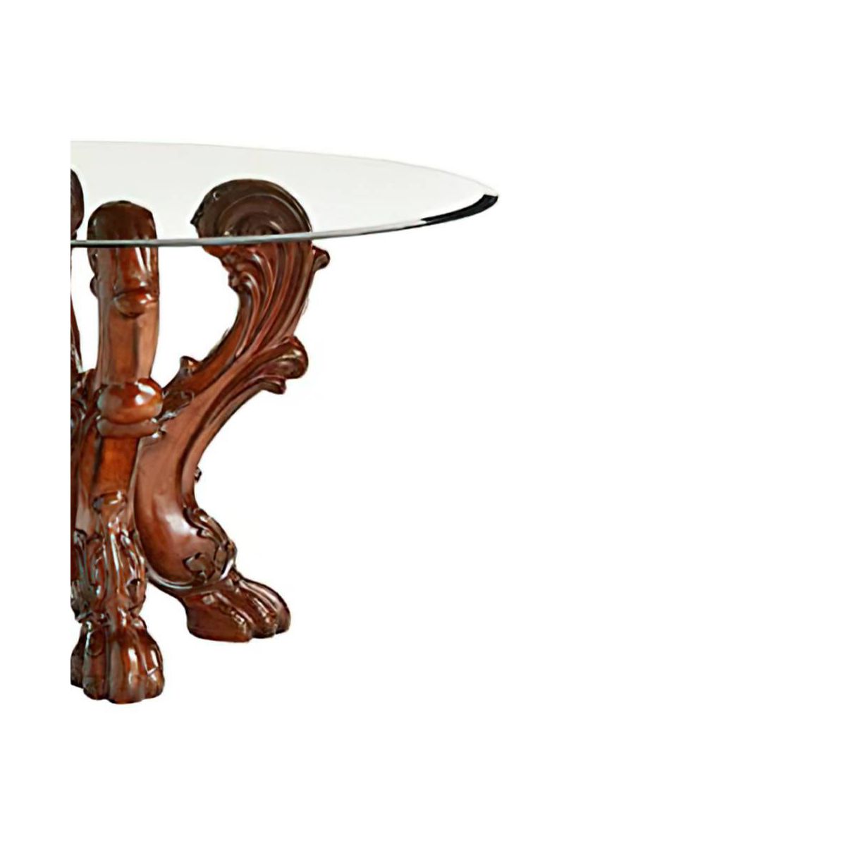 54" Dresden Dining Table Cherry Oak/Clear Glass - Acme Furniture: Elegant Pedestal Base, Seats 4, Non-Extension - thumbnail 5