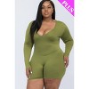 Slickblue Women’s Plus Size V-Neck Bodycon Romper, Long Sleeves, Soft and Stretchy Fabric, Casual or Relaxed Look - 2 of 4