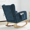 Hyleory Chenille Rocking Chair Rocker With Retractable Footrest, Solid Wood Leg, Long Non-Slip Pad, Lumbar Support And Side Pocket - 4 of 4
