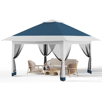 13x13 Pop Up Canopy Tent, Instant Portable Shelter for Outdoor Backyard Parties Heavy Duty Foldable Gazebo with Mosquito Netting with Carrying Bag