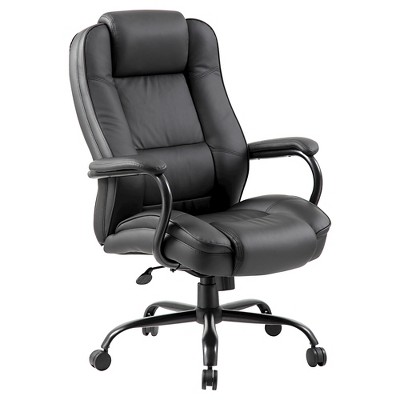 High Back Leather Plus Chair Black - Boss Office Products : Target