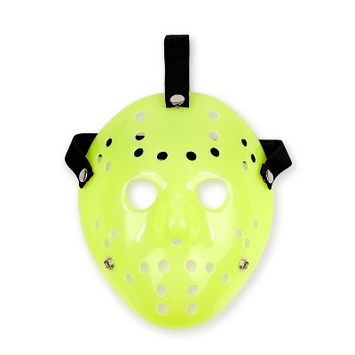 Deluxe Hard Plastic Halloween Horror Jason Hockey COSTUME MASK Transparent Green 