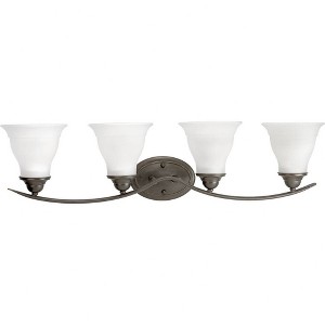 Progress Lighting Trinity 4-Light Bath Fixture, Ceramic, Antique Bronze, Up/Down Mount, Etched Glass Shade - 1 of 3