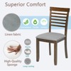 Gulches Walnut Wood Dining Chairs Set of 4 Padded Linen Seat Solid Legs Kitchen Side Chair - 3 of 4