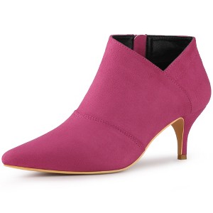 Allegra K Women's Pointed Toe Kitten Heel Cut-out Ankle Boots - 1 of 4