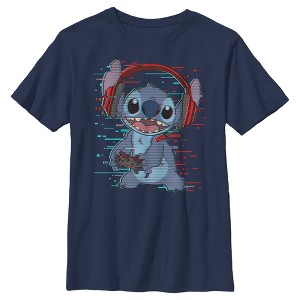 Boy's Lilo & Stitch Red and Blue Gamer T-Shirt - 1 of 4