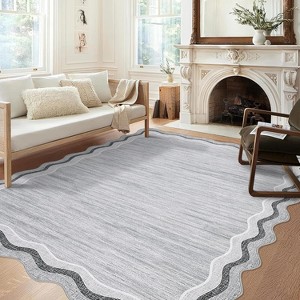 Scalloped Stylish Area Rugs, Non-Slip Short Pile Living Room Rug, Machine Washable for Dining, Bedroom, Home Office - 1 of 4