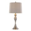 LumiSource (Set of 2) Ashland 27" Contemporary Metal Table Lamps Brushed Nickel with Light Gray Textured Linen Shade from Grandview Gallery - 3 of 4