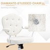 HOMCOM Makeup Vanity Chair, Tufted Cute Desk Chair w/ Wheels & Adjustable Height for Girls Women, Soft Task Chair, Cream White - 4 of 4