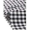 Allegra K Women's Tie Neck Peter Pan Collar Short Sleeve Plaid Shirt - 4 of 4
