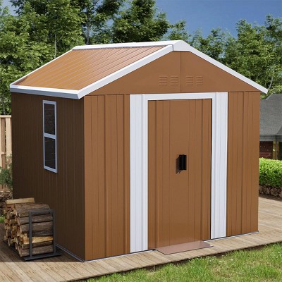 Metal Backyard Storage Shed with Sliding Door and Windows,Heavy Duty Outdoor Garden Storage Shed,Weatherproof Metal Tool Shed-Coolbibila