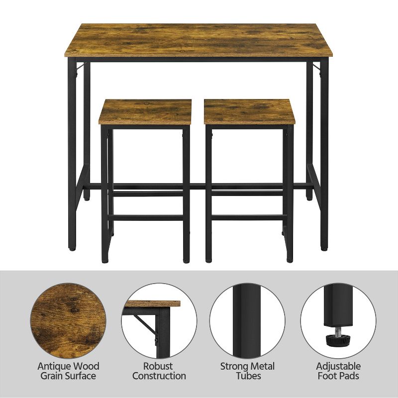 Yaheetech Industrial Counter Height Table Set for Dining Room, 4 of 8