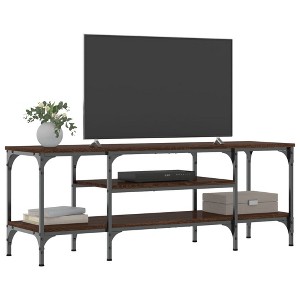CLIHOME Iron Large TV Stands and Consoles, Metal TV Storage Cabinet 2 Open Compartments - 1 of 4
