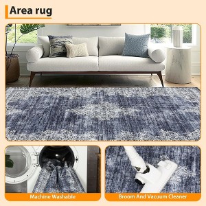 Machine Washable Area Rug for Bedroom Foldable Ultra Thin Low Pile Carpet Non Slip Indoor Floor Cover - 1 of 4