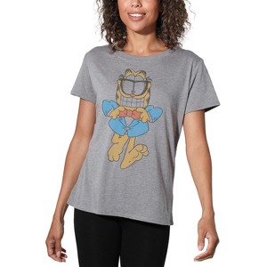 Women's Dapper Cat Loose T-Shirt Athletic Heather - 1 of 4